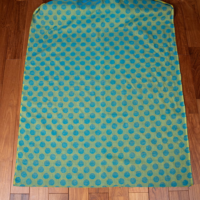 〔1m切り売り〕南インドのコインドット　水玉模様布〔約106cm〕 - 黄色×ブルー 2 - とても素敵な雰囲気です