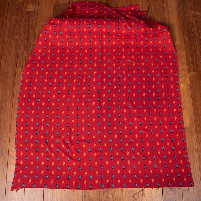 〔1m切り売り〕南インドの絣織り風パターン布〔約106cm〕 - 赤 2 - とても素敵な雰囲気です