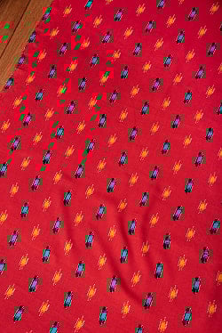 〔1m単位切り売り〕南インドの絣織り風パターン布〔約106cm〕 - 赤 - サブ3