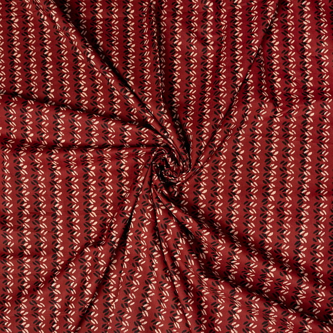〔1m切り売り〕南インドのビーンズ・パターン布〔約106cm〕 - 赤茶 5 - 生地の拡大写真です。とても良い風合いです。
