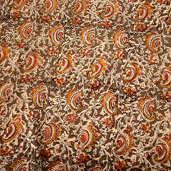 〔1m切り売り〕伝統息づく南インドから　昔ながらの木版染め更紗模様布〔約106cm〕 - グレーの商品写真