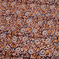 〔1m切り売り〕伝統息づく南インドから　昔ながらの木版染め更紗模様布〔約106cm〕 - 赤茶の商品写真