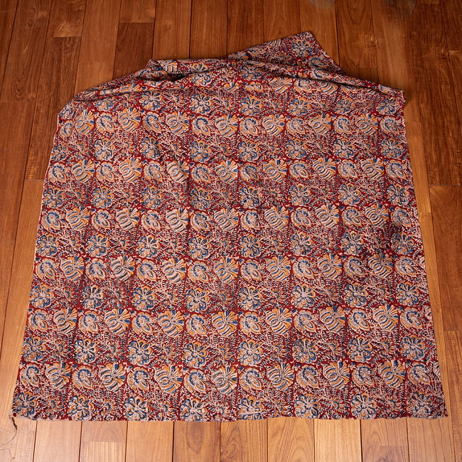 〔1m切り売り〕伝統息づく南インドから　昔ながらの木版染め更紗模様布〔約106cm〕 - レッド 2 - とても素敵な雰囲気です