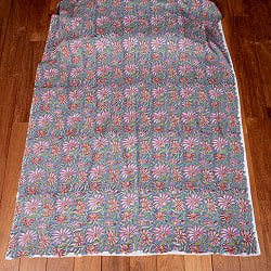 〔1m単位切り売り〕ジャイプル　職人手作り木版染め　色彩美しいボタニカルデザイン　おしゃれ　生地　花柄　テーブルクロス　刺繍素材などへ〔幅約106cm〕 - サブ2