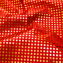 〔1m弱〕インドの伝統柄ゴールドプリント光沢布〔幅約105cm〕  ドット柄 - サブ2