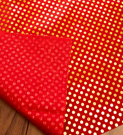 〔1m弱〕インドの伝統柄ゴールドプリント光沢布〔幅約105cm〕  ドット柄 - サブ3