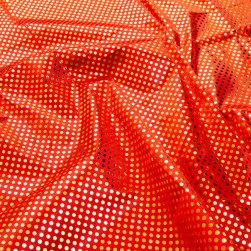 〔1m弱〕インドの伝統柄ゴールドプリント光沢布〔幅約105cm〕 ドット柄