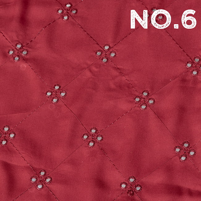 〔1m切り売り〕〔各色あり〕インドの伝統模様布 ミラーワーク系ファブリック〔幅約111cm〕 14 - No.6　えんじ
