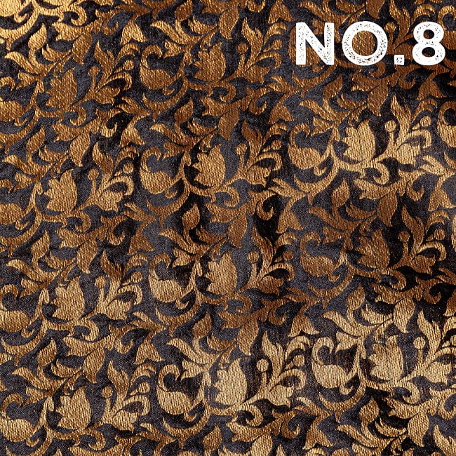 〔1m切り売り〕〔各色あり〕インドの伝統模様布　光沢感のある更紗模様〔幅約108.5cm〕 16 - No.8　ブラック