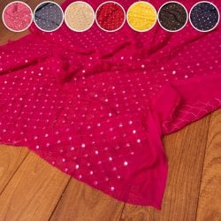 〔1m単位切り売り〕〔各色あり〕インドの伝統模様布 ミラーワーク系ファブリック〔幅約106cm〕