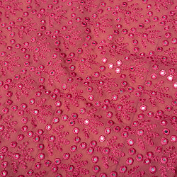 〔1m単位切り売り〕〔各色あり〕インドの伝統模様布 ミラーワーク系ファブリック〔幅約104cm〕 - サブ4