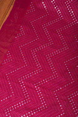 〔1m単位切り売り〕〔各色あり〕インドの伝統模様布 ミラーワーク系ファブリック〔幅約110cm〕 - サブ3