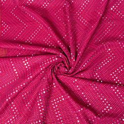 〔1m単位切り売り〕〔各色あり〕インドの伝統模様布 ミラーワーク系ファブリック〔幅約110cm〕 - サブ5