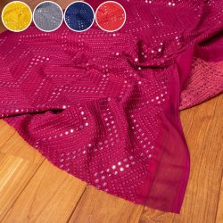 〔1m単位切り売り〕〔各色あり〕インドの伝統模様布 ミラーワーク系ファブリック〔幅約110cm〕