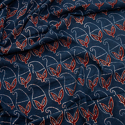 〔約6m 長尺布 3色展開】伝統息づくインドから　昔ながらの木版染めリーフペイズリー柄布 - 幅約107cm - サブ5