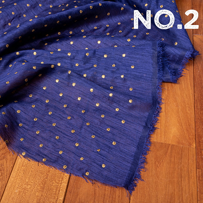 〔1m切り売り〕インドの伝統模様布　光沢感のあるシンプル模様〔幅約110cm〕 10 - No.2　ネイビー1