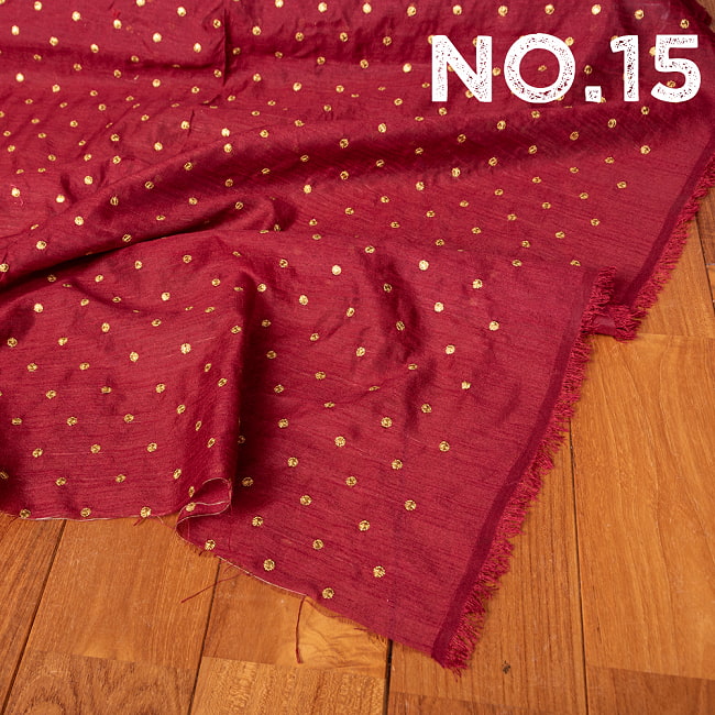 〔1m切り売り〕インドの伝統模様布　光沢感のあるシンプル模様〔幅約110cm〕 23 - No.15　えんじ2