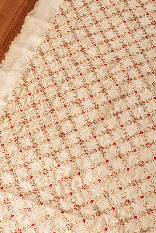 〔1m切り売り〕インドの伝統ザルドジ刺繍スタイルの更紗模様布〔107cm〕 3 - インドらしい雰囲気