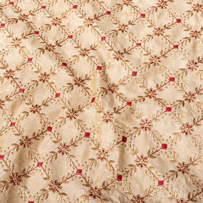 〔1m切り売り〕インドの伝統ザルドジ刺繍スタイルの更紗模様布〔107cm〕 4 - 拡大写真です