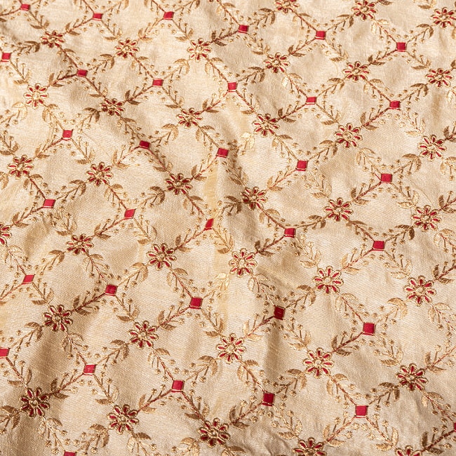 〔1m単位切り売り〕インドの伝統ザルドジ刺繍スタイルの更紗模様布〔107cm〕 4 - 拡大写真です