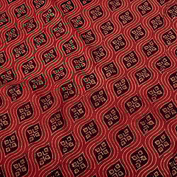 〔1m単位切り売り〕アジュラックプール村からやってきた　昔ながらの木版染め伝統模様布〔幅約112cm〕 - 赤系 - サブ4