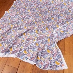 〔1m単位切り売り〕ジャイプル 職人手作り 色彩豊かなボタニカルデザイン おしゃれ 生地 花柄 テーブルクロス 刺繍素材などへ〔約111cm〕