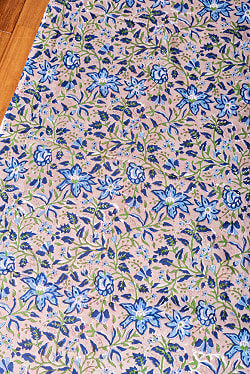 〔1m単位切り売り〕ジャイプル　職人手作り木版染め　色彩美しいボタニカルデザイン　おしゃれ　生地　花柄　テーブルクロス　刺繍素材などへ〔約110cm〕 - サブ3