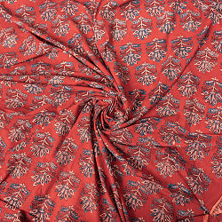 〔1m単位切り売り〕アジュラックプール村からやってきた　昔ながらの木版染め更紗模様布〔約112cm〕 - レッド系 - サブ5