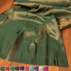 〔1m単位切り売り〕〔各色あり〕インドの伝統模様布 光沢感のあるブロケード生地に 美しい金糸の紋織〔幅約107cm〕