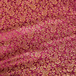 〔1m単位切り売り〕〔各色あり〕インドの伝統模様布　光沢感のあるブロケード生地に　美しい金糸の紋織　更紗〔幅約118cm〕 - サブ4