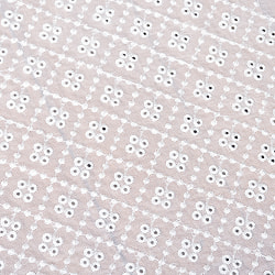 〔1m単位切り売り〕ミラーワークと刺繍入りメッシュ　シースルー生地布〔幅約107cm〕　ホワイト - サブ4