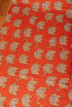 〔各色あり〕〔1m単位切り売り〕インドの伝統と不思議が融合　おもしろ　かわいいデザイン布　ゾウさん〔約111cm〕 - サブ3