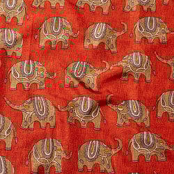 〔各色あり〕〔1m単位切り売り〕インドの伝統と不思議が融合　おもしろ　かわいいデザイン布　ゾウさん〔約111cm〕 - サブ4