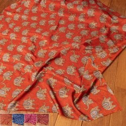 〔各色あり〕〔1m単位切り売り〕インドの伝統と不思議が融合 おもしろ かわいいデザイン布 ゾウさん〔約111cm〕