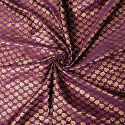 〔各色あり〕〔1m単位切り売り〕インドの伝統模様布　光沢感のあるブロケード生地　金糸〔約122cm〕 - サブ5