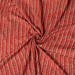 〔1m単位切り売り〕伝統息づく南インドから　昔ながらの更紗模様布〔約105cm〕レンガ系 - サブ5