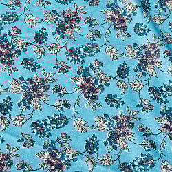 〔1m単位切り売り〕伝統息づく南インドから　昔ながらの更紗模様布〔約105cm〕水色系 - サブ4