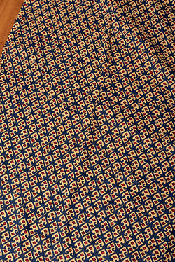 〔1m単位切り売り〕伝統息づく南インドから　昔ながらの更紗模様布〔約109cm〕ブルー×レッド系 - サブ3