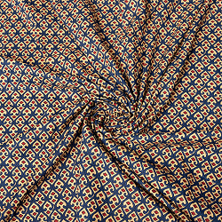 〔1m単位切り売り〕伝統息づく南インドから　昔ながらの更紗模様布〔約109cm〕ブルー×レッド系 - サブ5