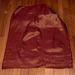 〔1m単位切り売り〕インドの伝統模様布 光沢感のあるブロケード生地 金糸〔約108cm〕ワイン系 - サブ2