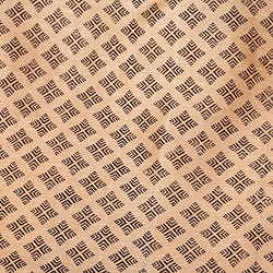 〔1m単位切り売り〕タッサーシルク風　インドのかわいい伝統模様生地〔約113cm〕ベージュ系 - サブ4