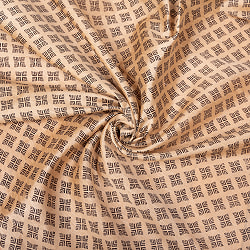 〔1m単位切り売り〕タッサーシルク風　インドのかわいい伝統模様生地〔約113cm〕ベージュ系 - サブ5