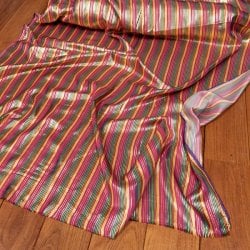 〔1m単位切り売り〕インドの伝統模様布 ボーダー ストライプ柄〔約103cm〕カッパー系