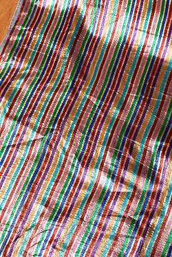 〔1m単位切り売り〕インドの伝統模様布　ボーダー　ストライプ柄〔約107cm〕カラフル系 - サブ3