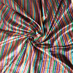 〔1m単位切り売り〕インドの伝統模様布　ボーダー　ストライプ柄〔約107cm〕カラフル系 - サブ5