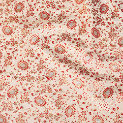 〔1m単位切り売り〕インドの伝統模様布〔約109cm〕クリーム×赤×金系 - サブ4