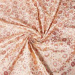 〔1m単位切り売り〕インドの伝統模様布〔約109cm〕クリーム×赤×金系 - サブ5