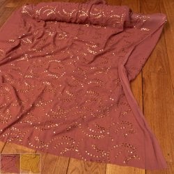 〔各色あり〕〔1m単位切り売り〕インドのスパンコール刺繍付き シフォン生地布〔約109cm〕