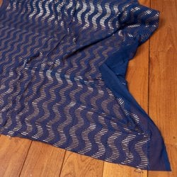 〔1m単位切り売り〕インドのスパンコール刺繍付き シフォン生地布〔約106cm〕ネイビー系
