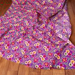 〔1m単位切り売り〕アジアのレトロ花柄ファブリック　生地　東北大花布　ヴィンテージ風　昭和レトロ〔約159cm〕 - パープル(MB-RSCLTH-1553)